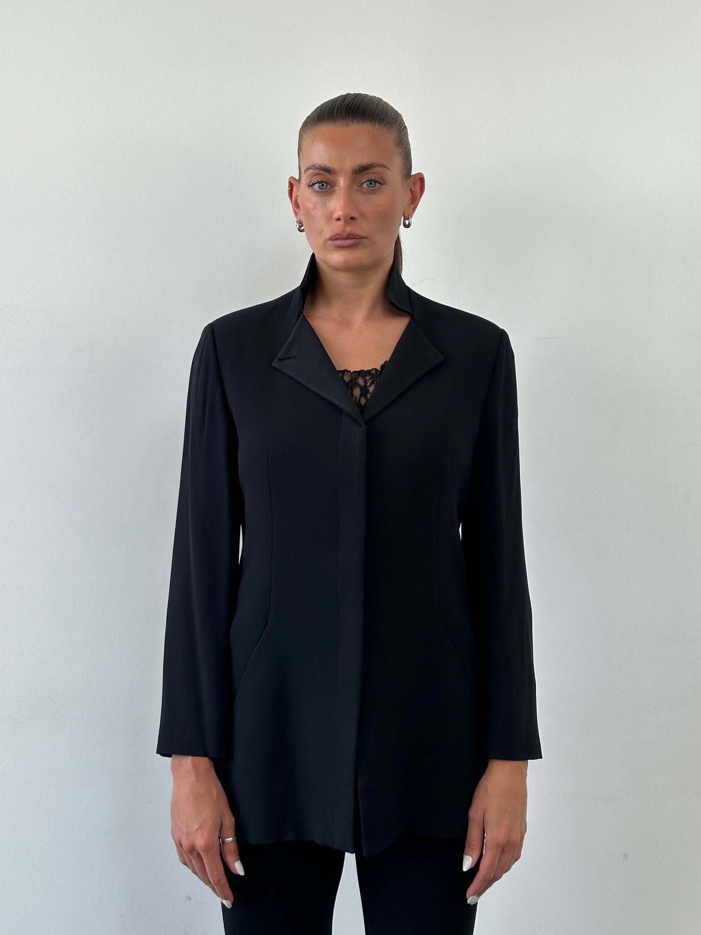 Emporio Armani 1990s High Neck Tailored Blazer Jacket - M