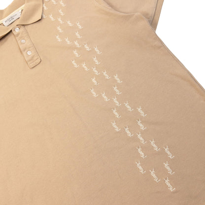 Vintage 2000s YSL Yves Saint Laurent Embroidered Polo Shirt Size M | Medium, Beige