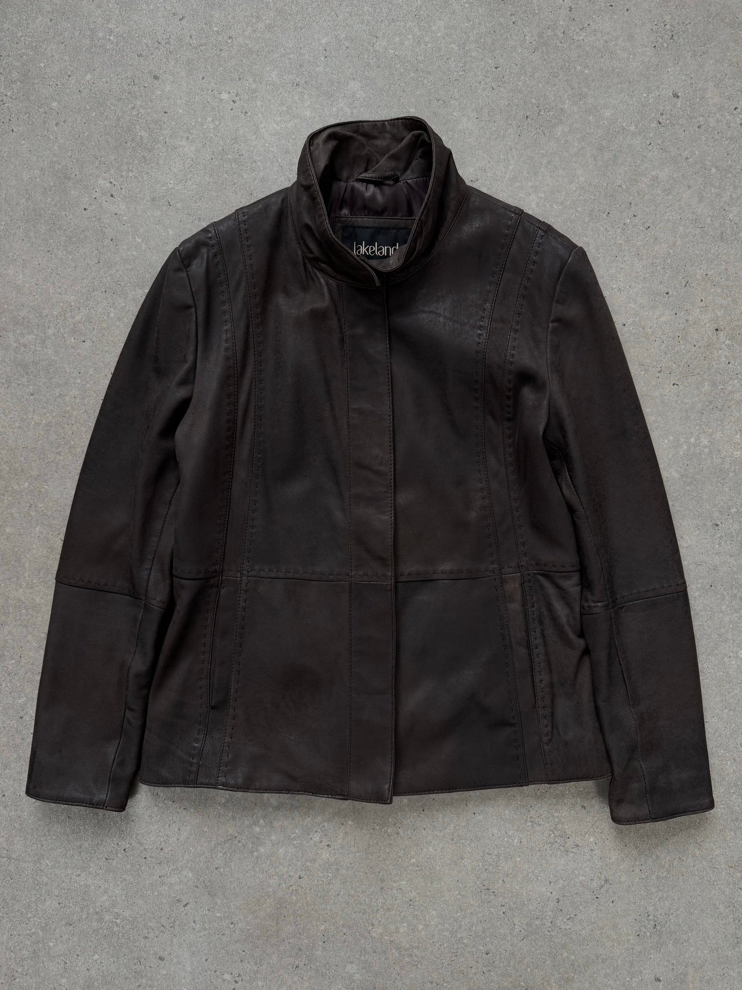 Vintage 1990s Leather High Neck Leather Jacket - S