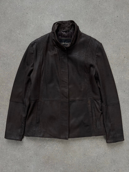 Vintage 1990s Leather High Neck Leather Jacket - S