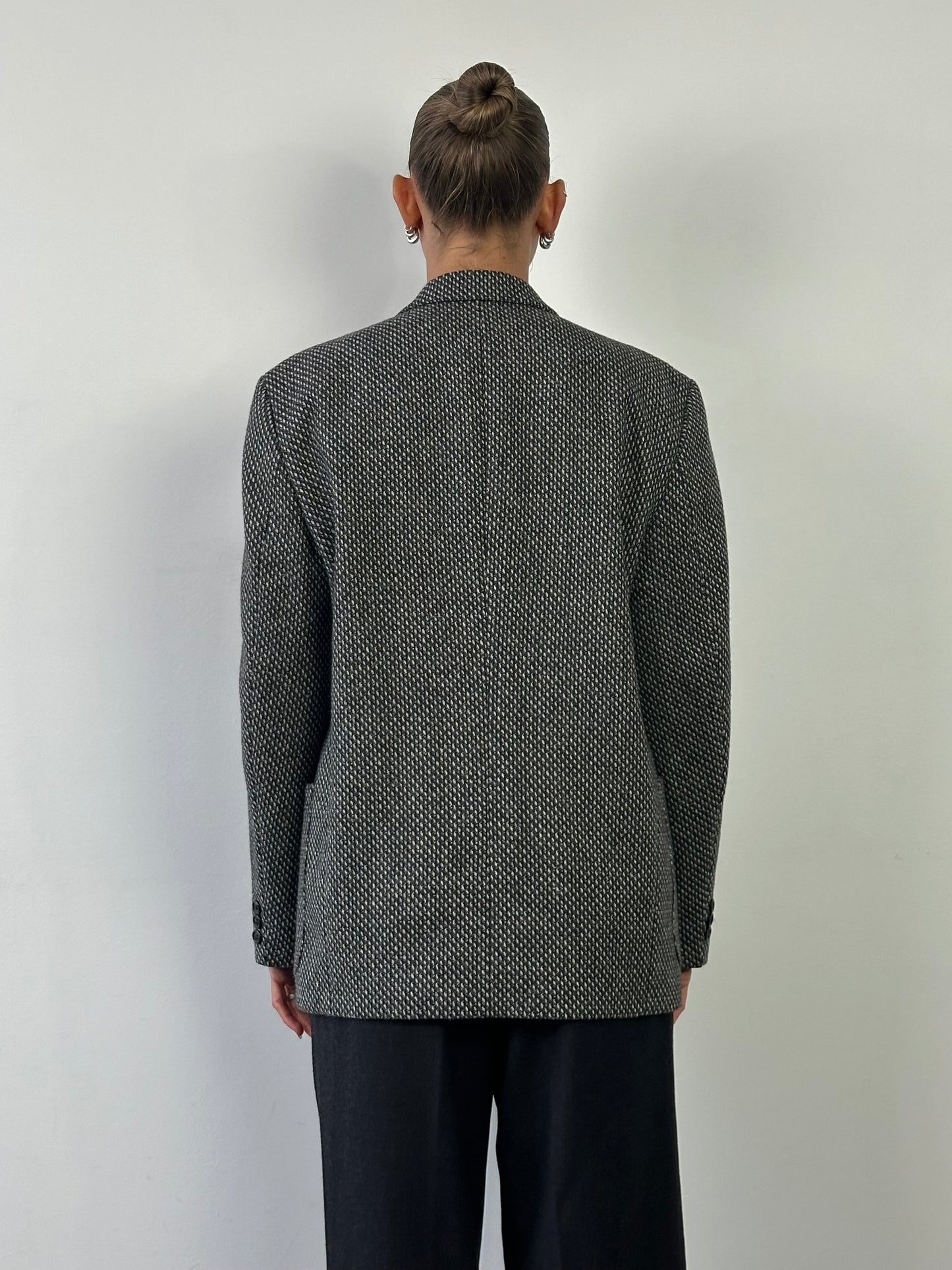 Vintage Wool Alpaca Woven Double Breasted Blazer - M