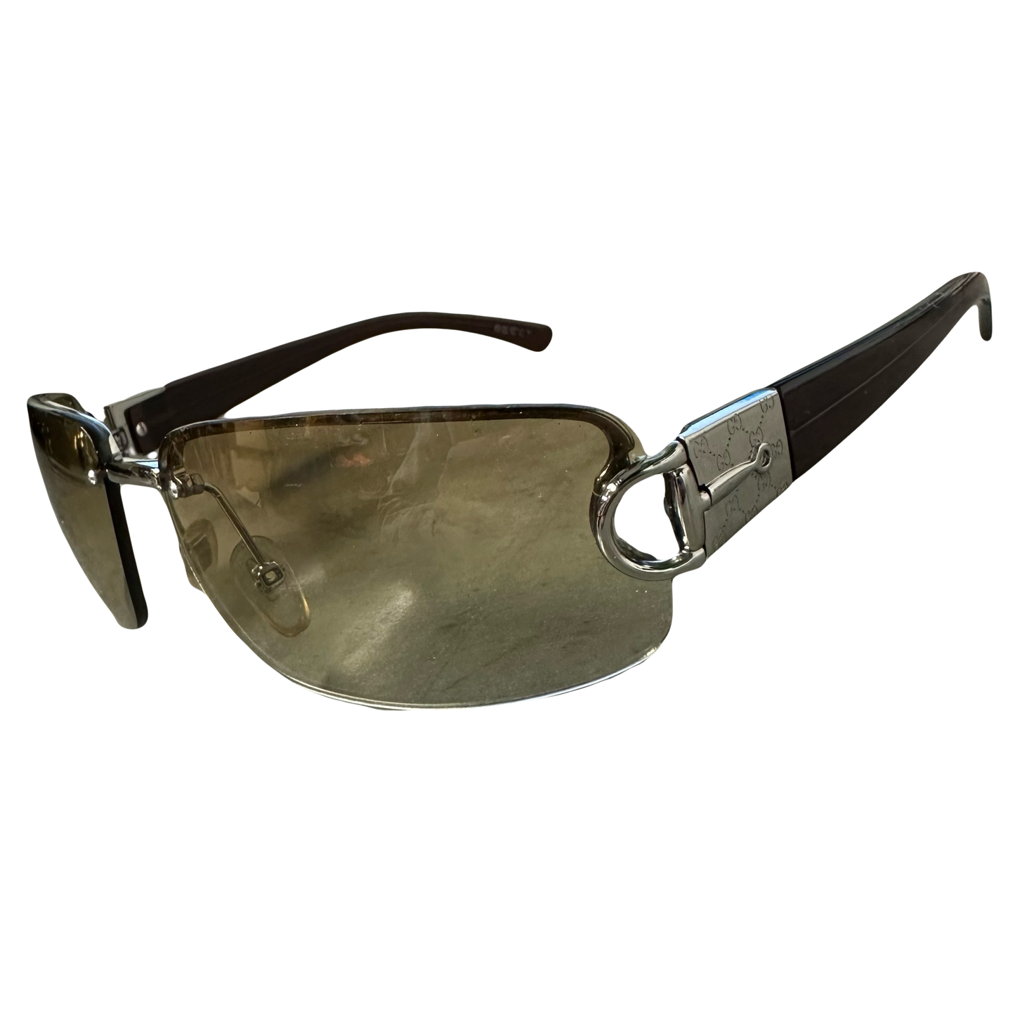 Gucci Monogram Sunglasses In Brown & Silver