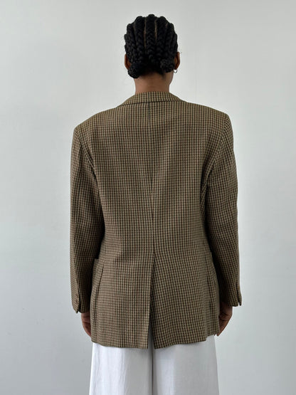 Burberry 1990s Pure Wool Houndstooth Single Breasted Blazer - 36S/S
