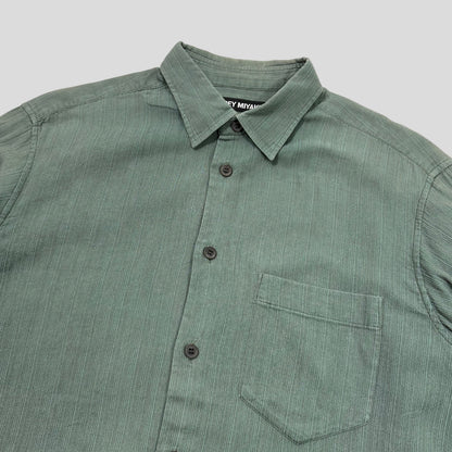 Issey Miyake 1998 Green Textured Micro Stripe Shirt - M/L