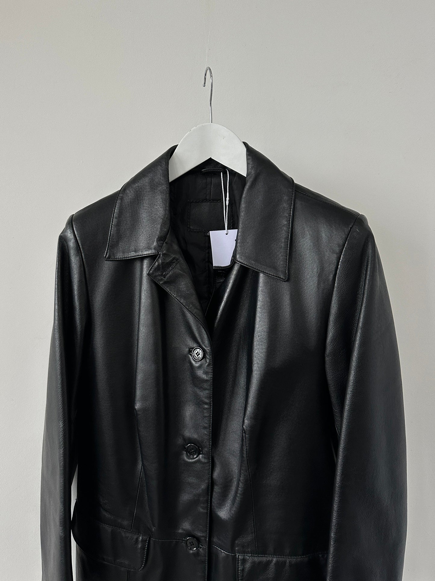 Italian Vintage Single Breasted Leather Trench Coat - S