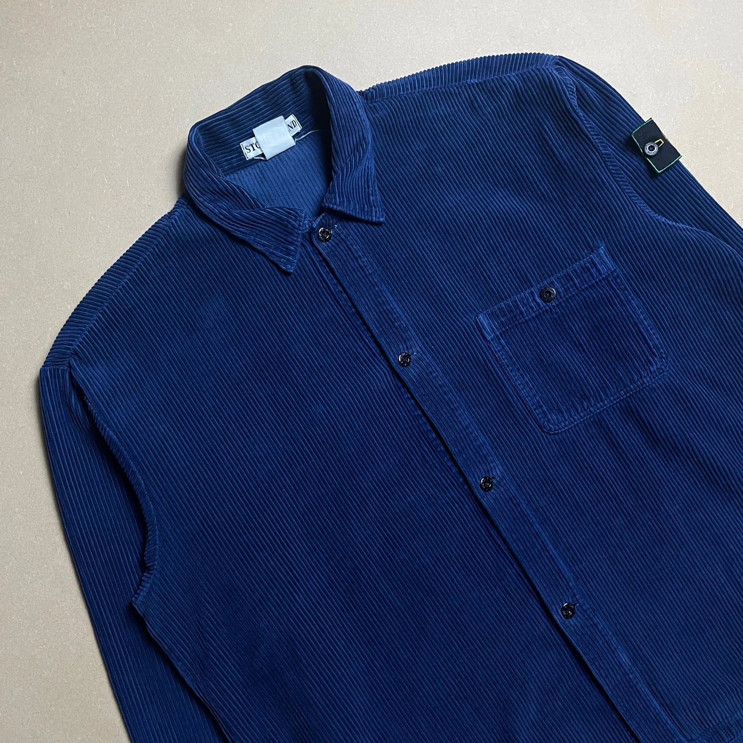 A/W 1994 Persian Blue Jumbo Corduroy Button Down Single Pocket Work Shirt