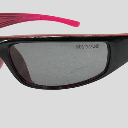 Roberto Cavalli 00’s Hot Pink Gradient Wraparound Sunglasses | O/S, Black