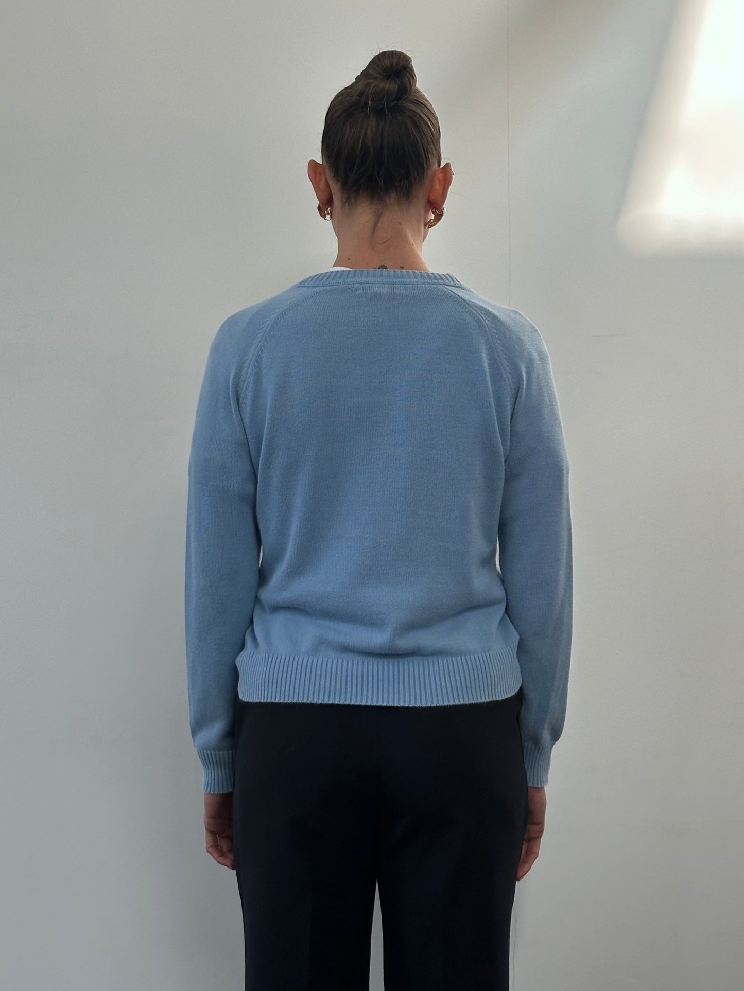 Burberry London 00s V Neck Cotton Logo Jumper - S