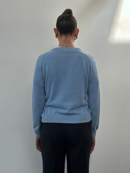 Burberry London 00s V Neck Cotton Logo Jumper - S