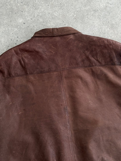 Vintage Leather Bomber Jacket - L/XL