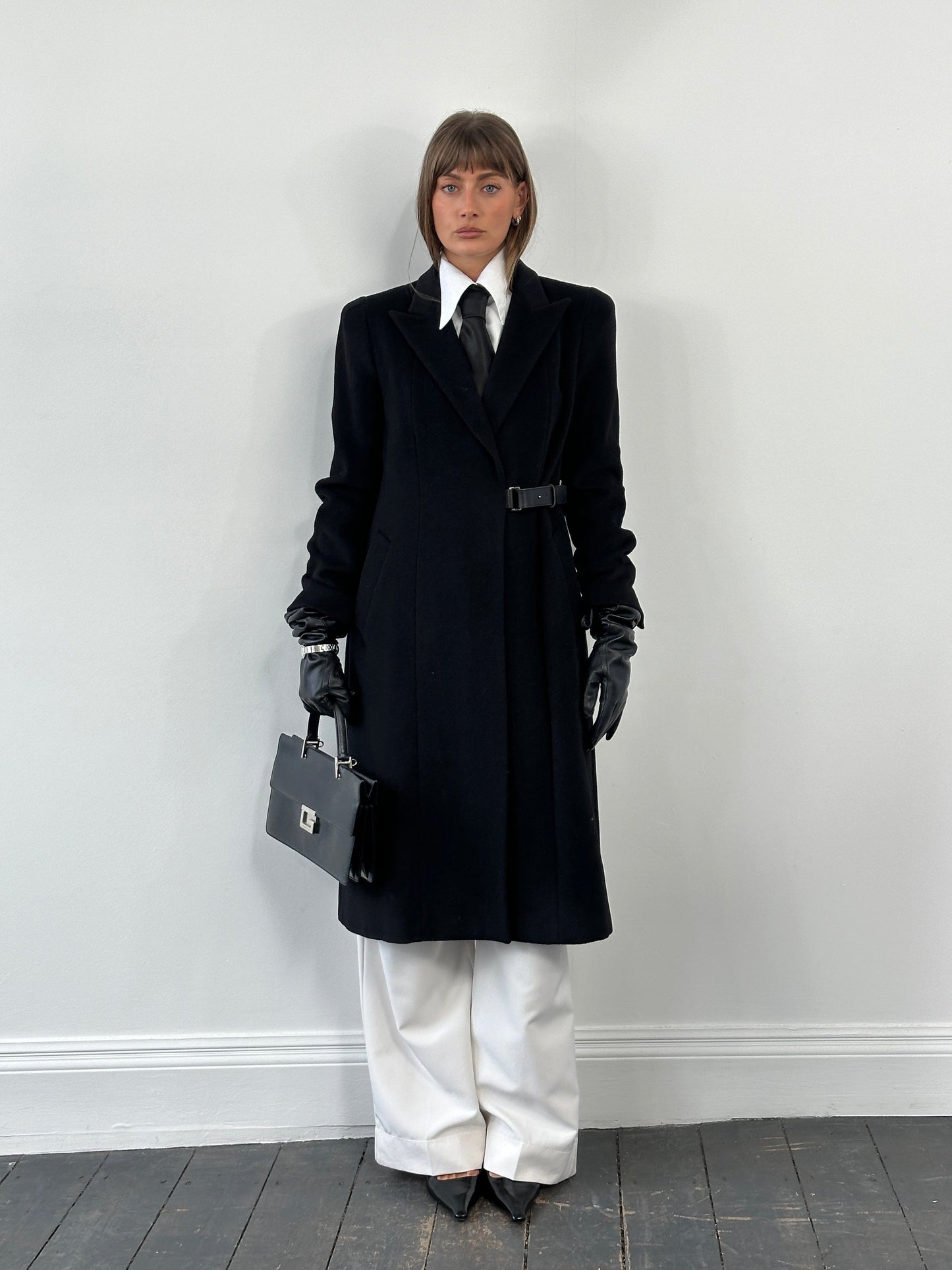 L.K. Bennett Pure Wool Minimal Wrap Coat - M