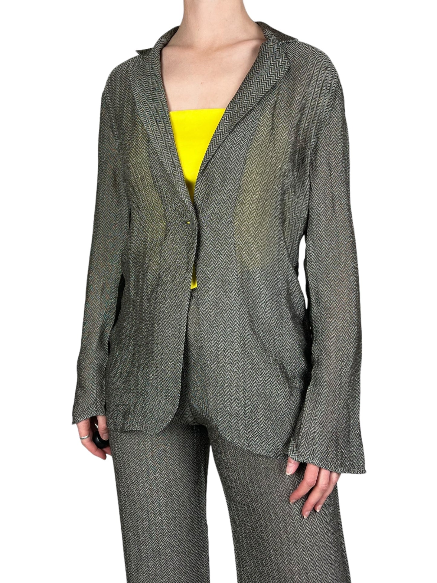 Emporio Armani 1990s herringbone trouser suit