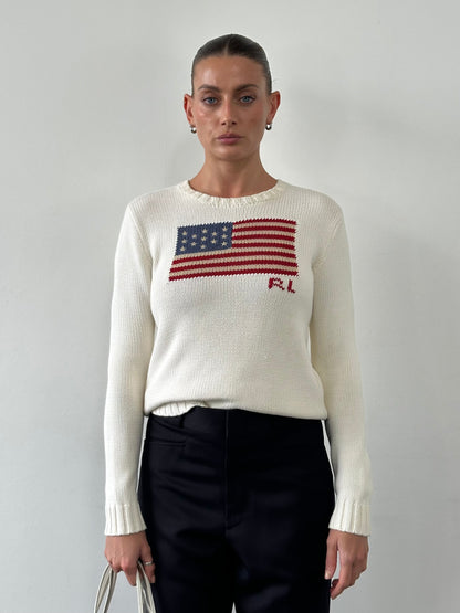 Ralph Lauren Polo 2000s “ The Iconic Flag” Knitted Jumper - S