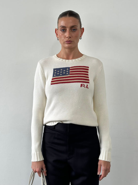 Ralph Lauren Polo 2000s “ The Iconic Flag” Knitted Jumper - S