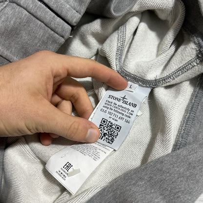 Stone Island Heather Grey Zip Up Hoodie