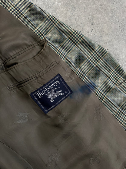 Burberry 1980s Pure Wool Single Breasted Check Blazer - 48R/XXL