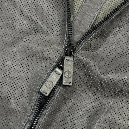 Giorgio Armani 2010 Perforated Leather Grid Bomber Jacket - IT48 (M)