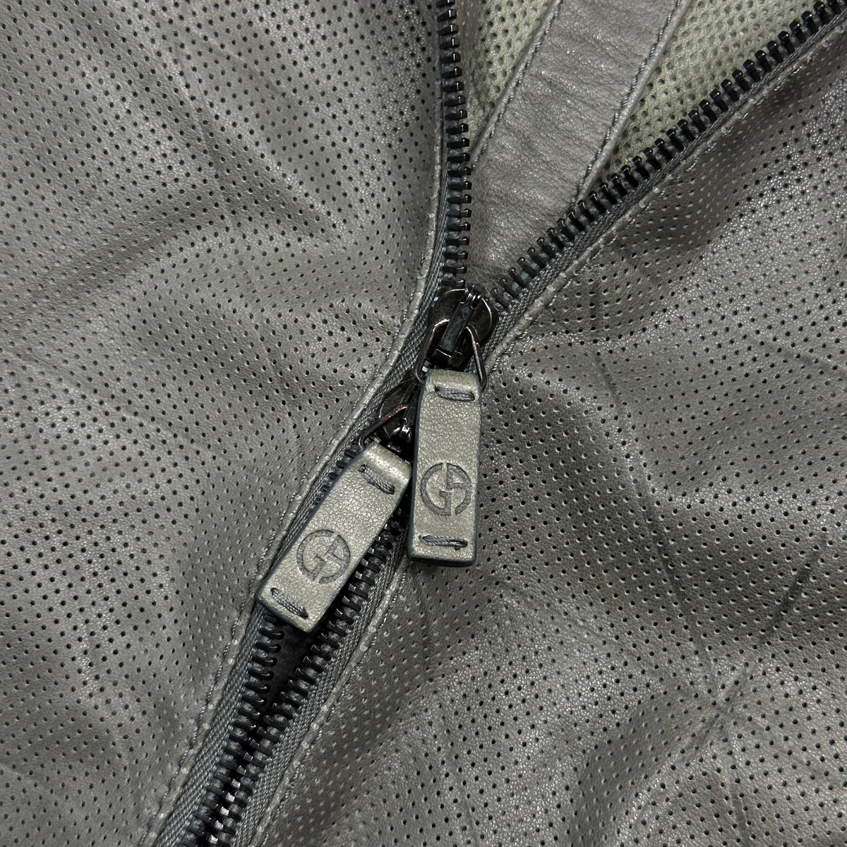Giorgio Armani 2010 Perforated Leather Grid Bomber Jacket - IT48 (M) | Grey
