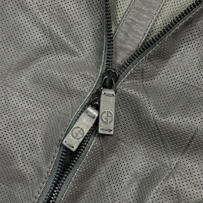 Giorgio Armani 2010 Perforated Leather Grid Bomber Jacket - IT48 (M) | Grey