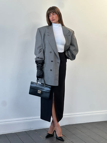 Christian Dior Monsieur 1980s pure wool houndstooth blazer, size 44R/XL, featuring classic tailored fit and vintage houndstooth pattern.