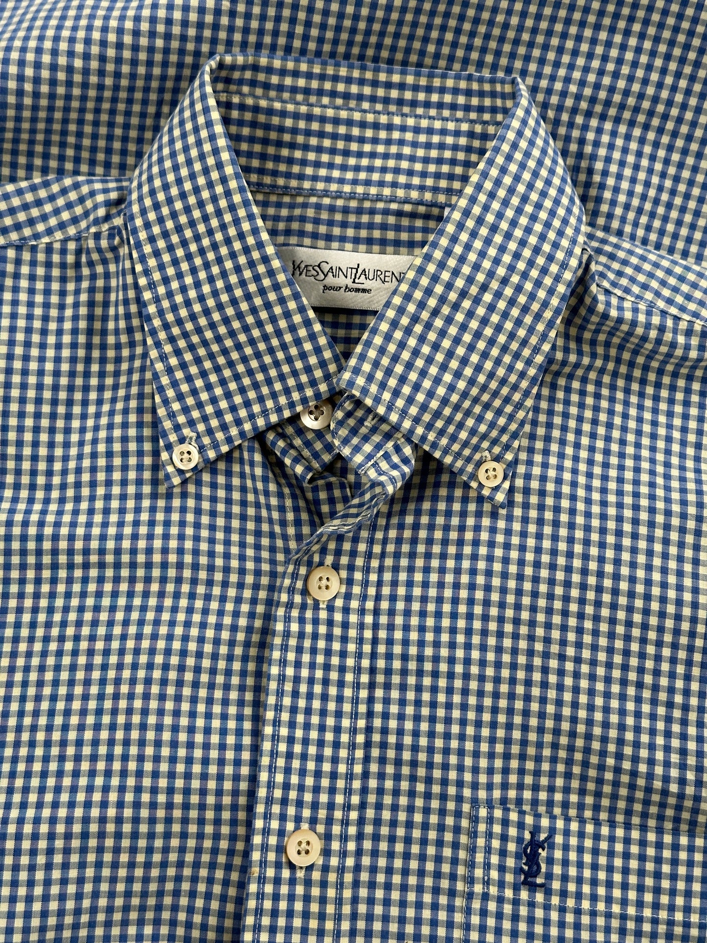 Yves Saint Laurent Check Cotton Logo Shirt - S/M