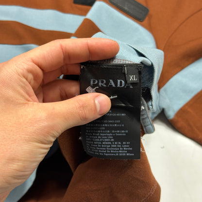 Prada 2018 Rubber Race Logo Asymmetrical Panelled Shirt - L