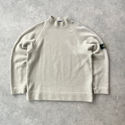 Stone Island RARE A/W 1998 heavyweight mock neck knitted jumper (L)