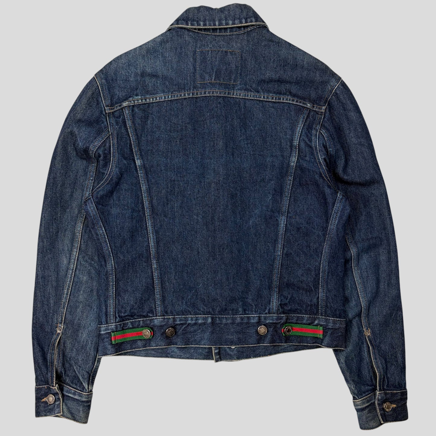 Gucci by Tom Ford 00’s Web Stripe Boxy Denim Mens Jacket - IT46 | Default Title, Blue