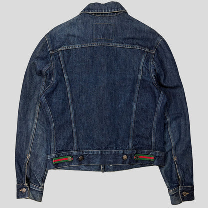 Gucci by Tom Ford 00’s Web Stripe Boxy Denim Mens Jacket - IT46 | Default Title, Blue