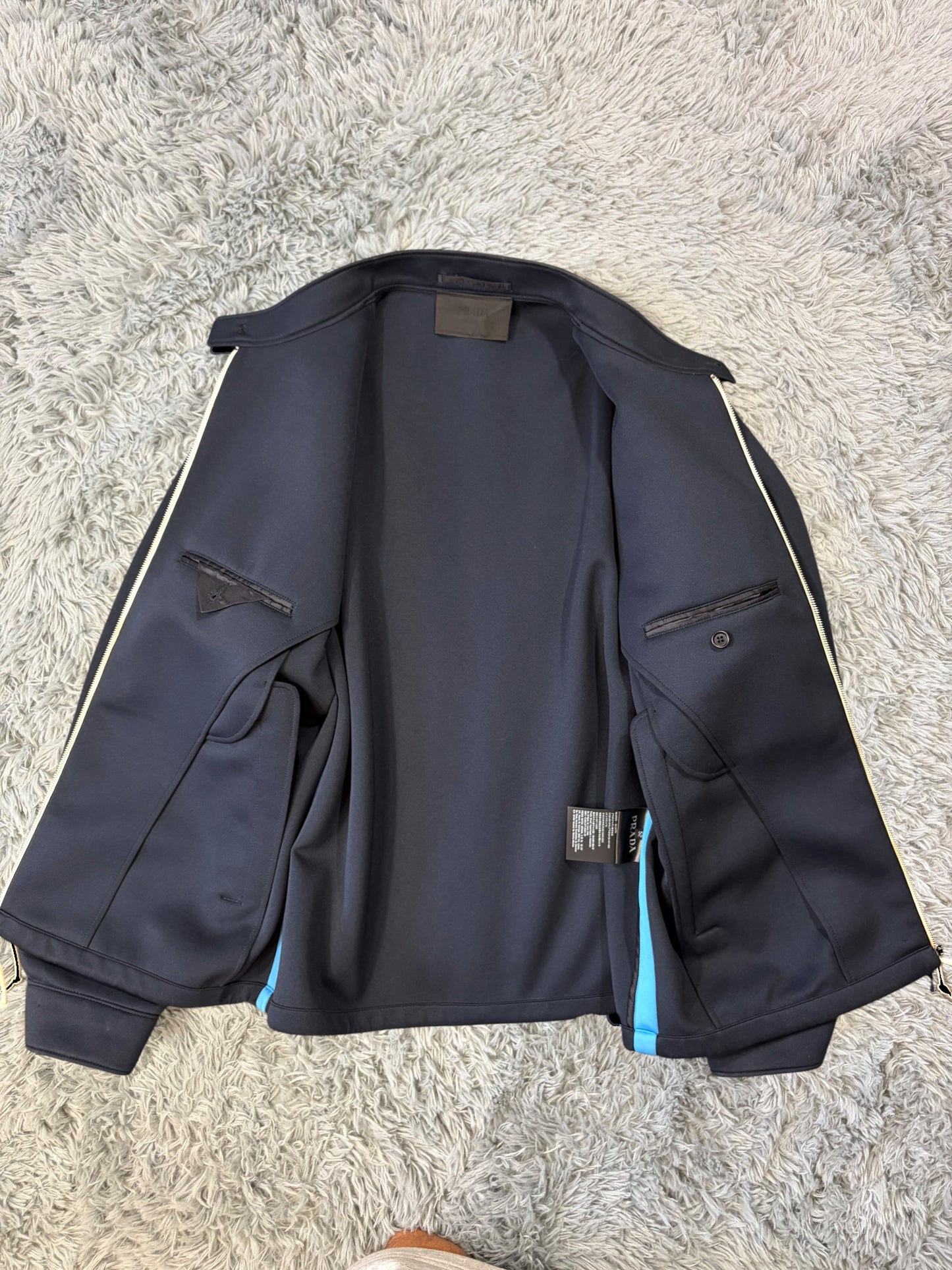 Prada 2018 Race Rubber Logo Contrast Stripe Blouson Jacket - IT52 | O/S, Multicoloured