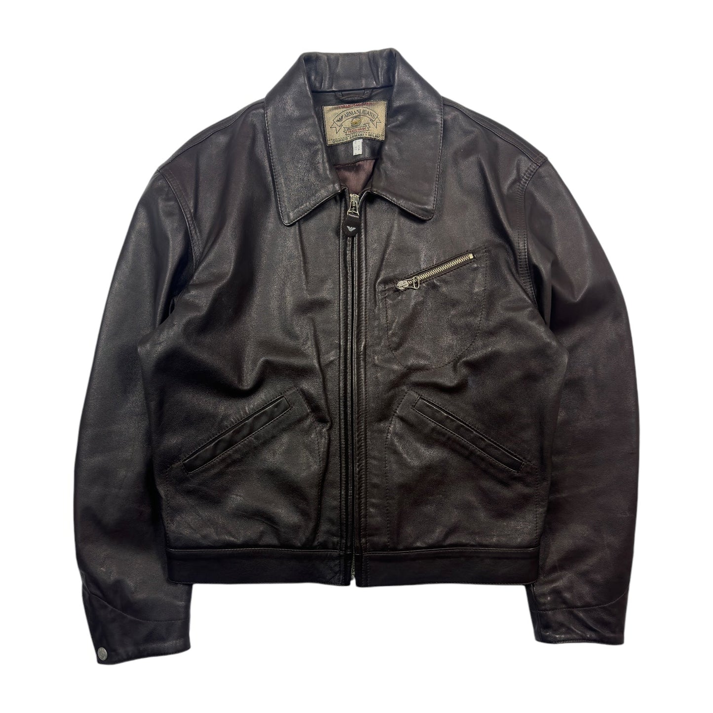 Armani Jeans Brown Leather Jacket