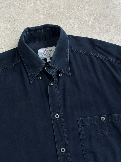 Armani Jeans 1990s pure cotton denim logo shirt in XL, featuring classic denim fabric and signature Armani branding.
