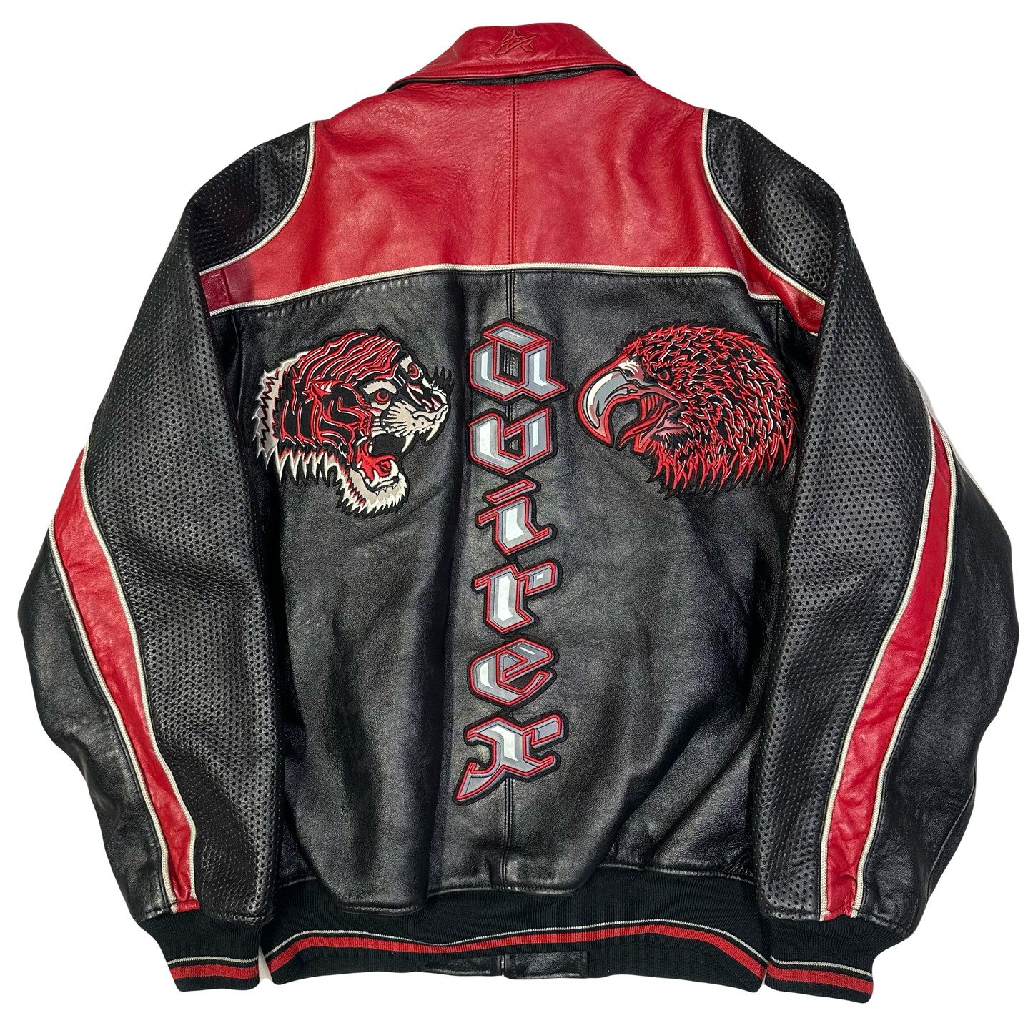 Avirex Leather Jacket In Black & Red ( M )