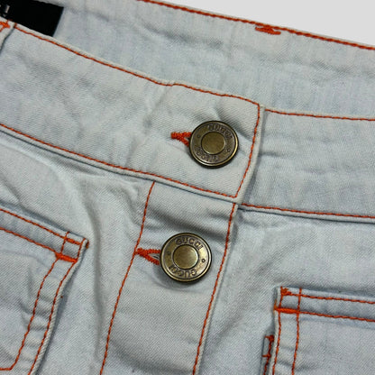 Gucci 2009 Denim Contrast Stitch Cargo Pocket Wraparound Miniskirt - IT38