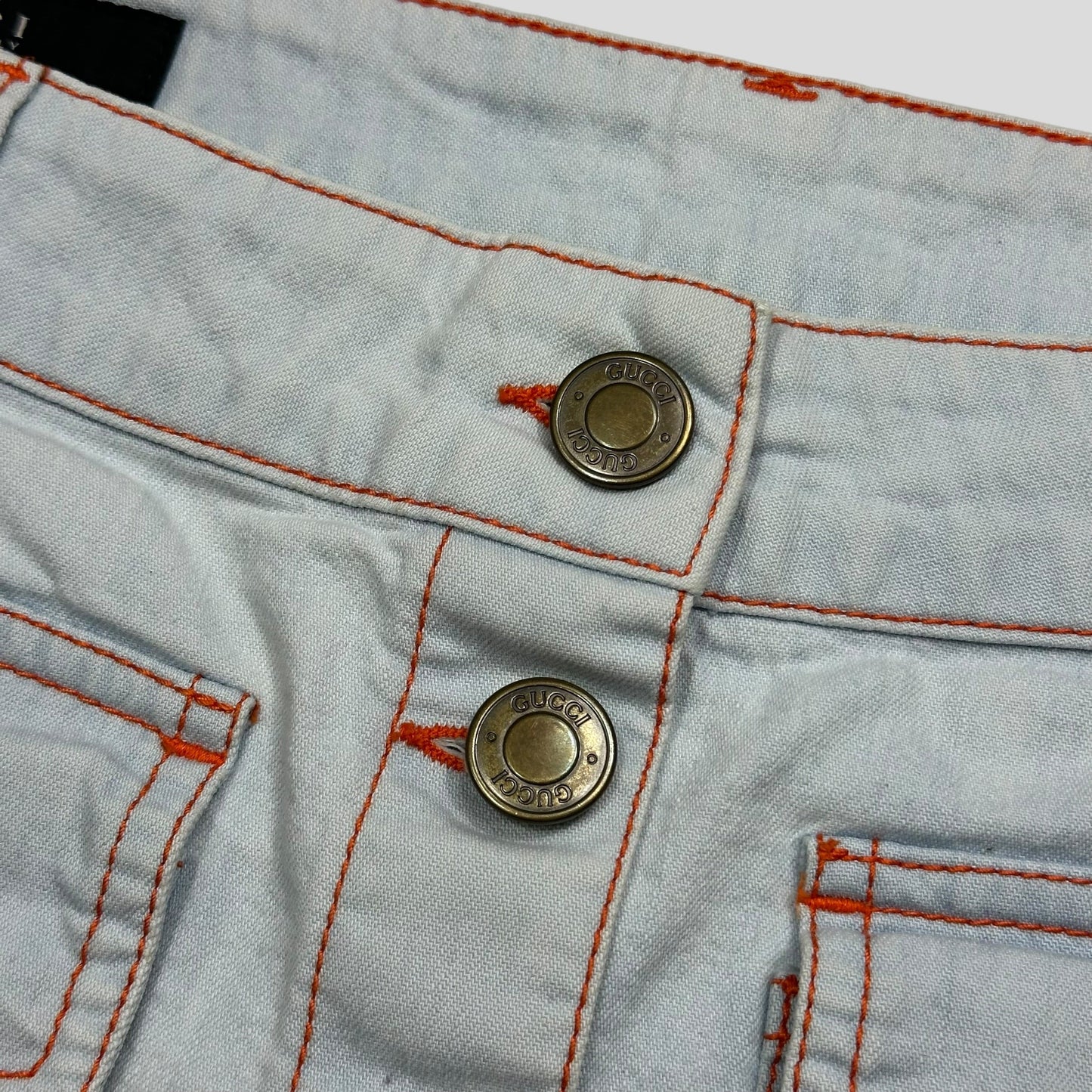Gucci 2009 Denim Contrast Stitch Cargo Pocket Wraparound Miniskirt - IT38 | Default Title, Blue