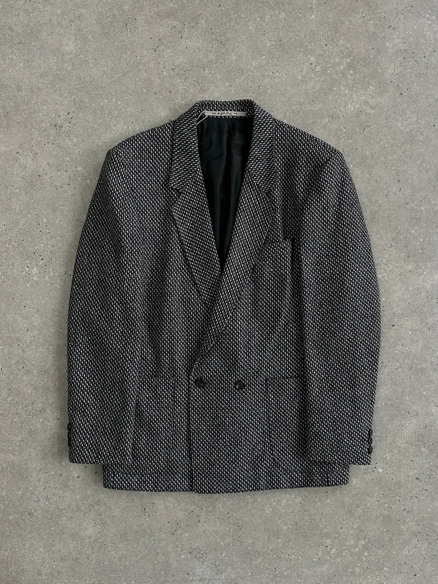 Vintage Wool Alpaca Woven Double Breasted Blazer - M