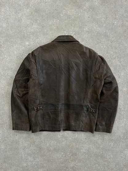 Italian Vintage 1980s Distressed Leather Jacket - XL
