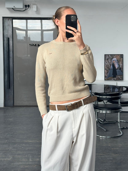 Thomas Burberry 2000s Cotton Knitted Logo Jumper - XS