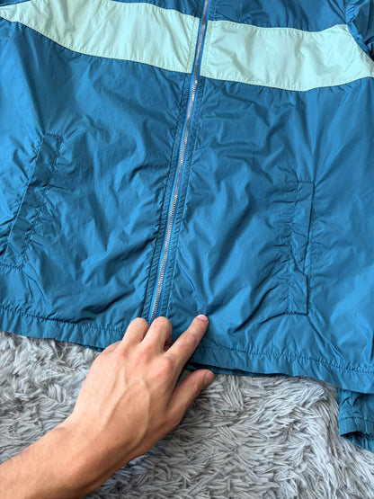 Prada Milano 00’s Teal and Mint Nylon Panelled Nylon Jacket - M | O/S, Teal and Mint