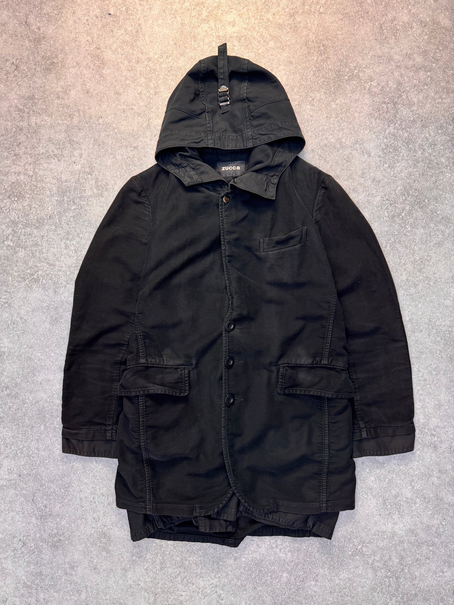 Zucca Double Layered Buckled Hooded Parka Jacket