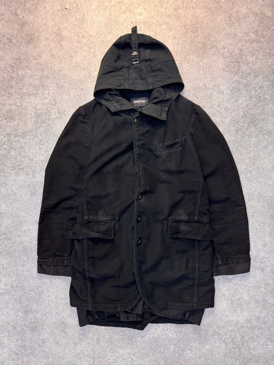Zucca Double Layered Buckled Hooded Parka Jacket