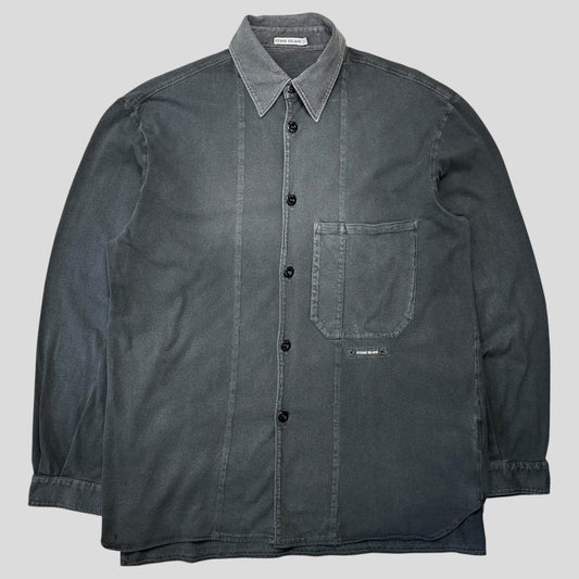 Stone Island 1999 Heavy Cotton Spellout Carpenter Shirt - M (L) | Default Title, Grey