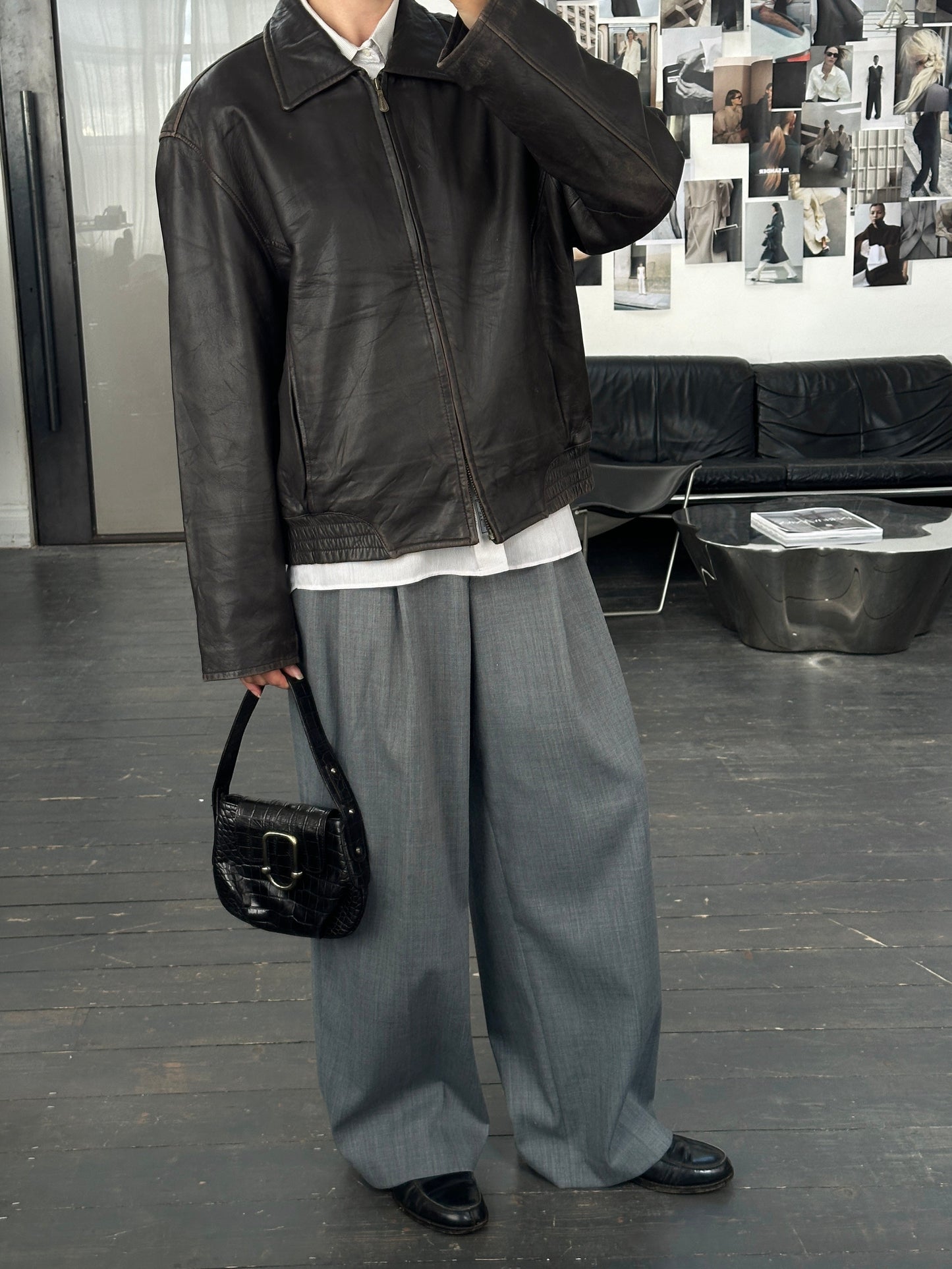 London Fog 1990s Distressed Leather Jacket - L