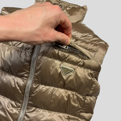 Prada Milano 2017 Satin Champagne Nylon Down Logo Gilet - IT40 (UK8) | Default Title, White
