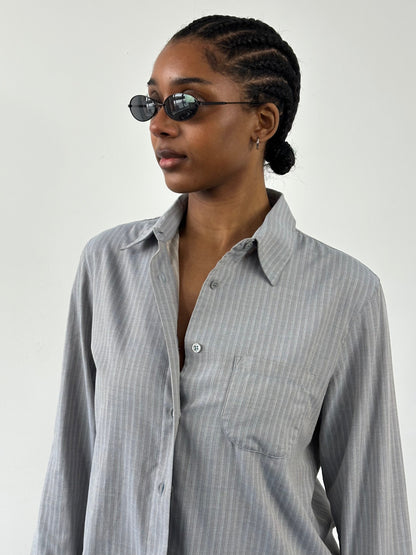 Armani Jeans 2000s Stripe Logo Shirt - M