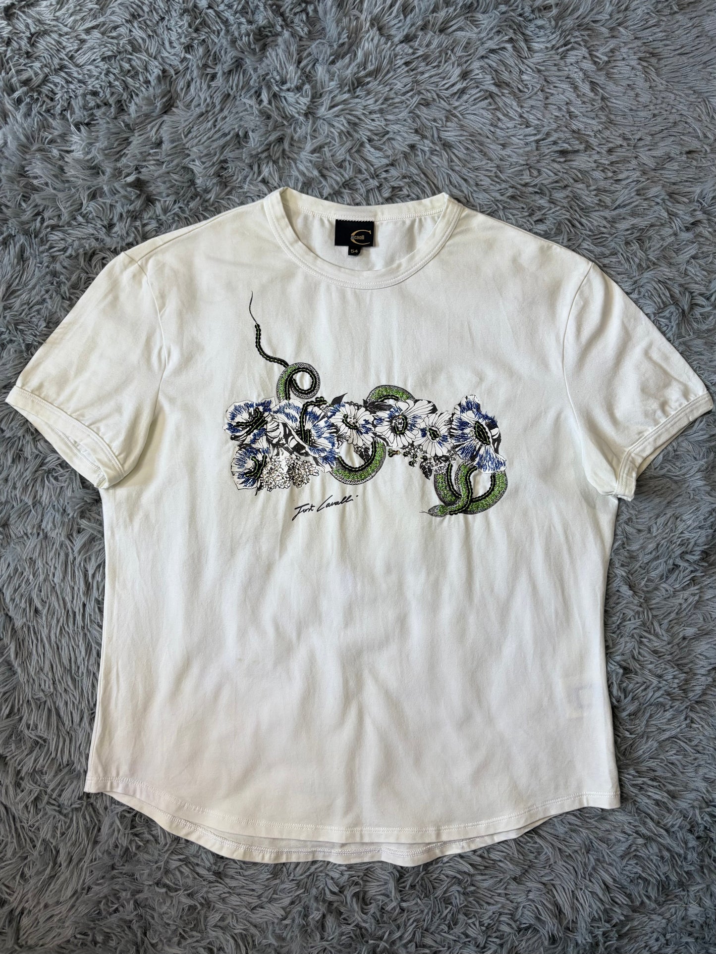 Just Cavalli 00’s Sequin Serpent Embroidered T-shirt - M | O/S, Red