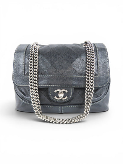 2000s Chanel Caviar Leather Black Matelasse Chain Shoulder Bag SHW | O/S, Black