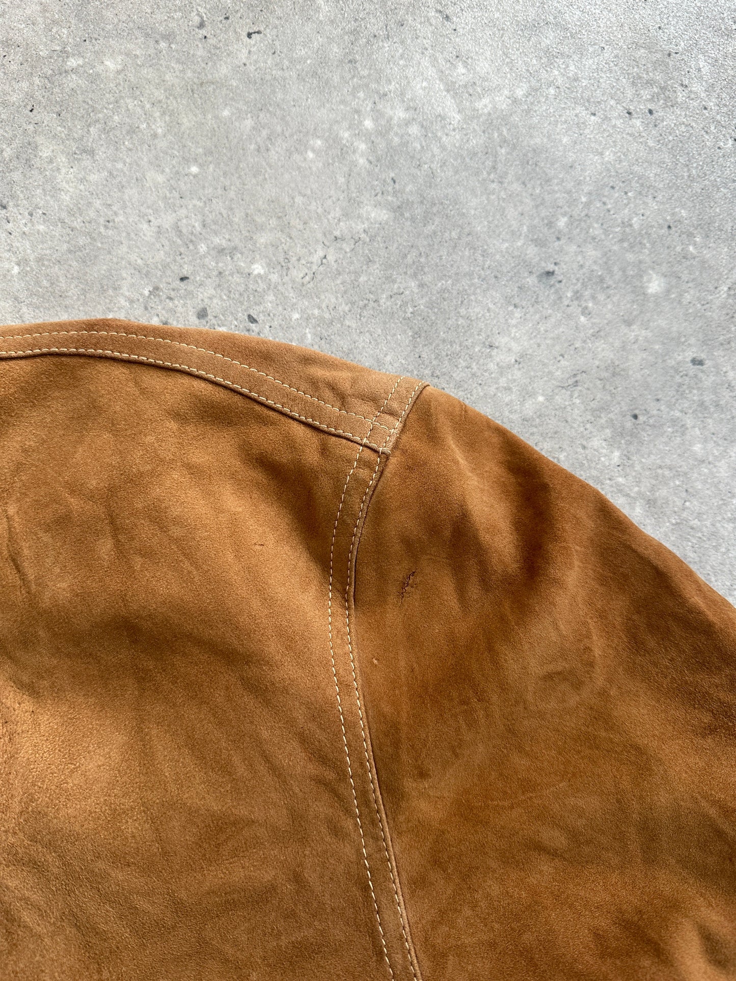 Vintage High Neck Suede Bomber Jacket - M