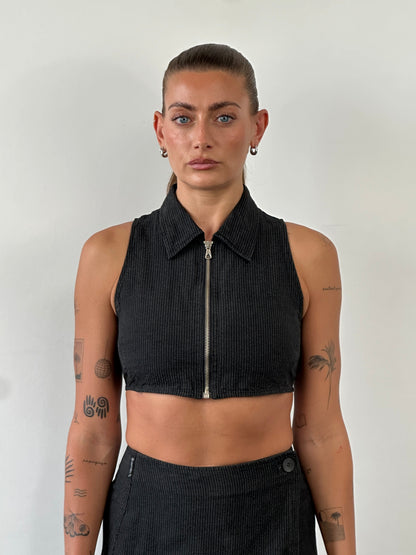 Armani Jeans Linen Stripe Two Piece Skirt Set - S/W25