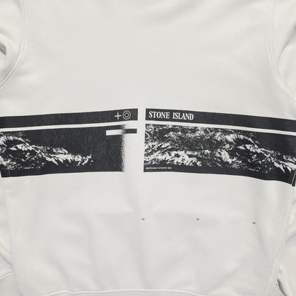 Stone Island White Front Print Crewneck